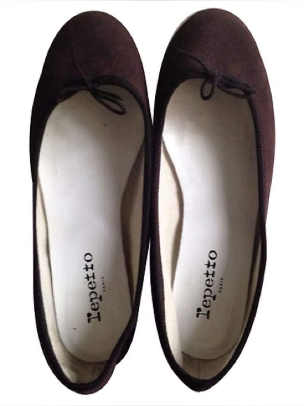 Repetto Women's Dark Burgundy Suede Ballet Flats with Bow